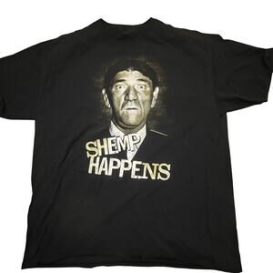 Shemp Howard Men Large Shemp Happens Graphic Tee Black Comedy Cult Classic Shirt